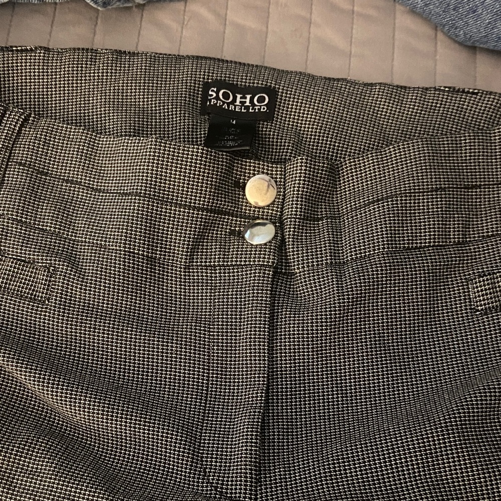 Soho Apparel Black & White Micro-Check super stretchy Trousers 12